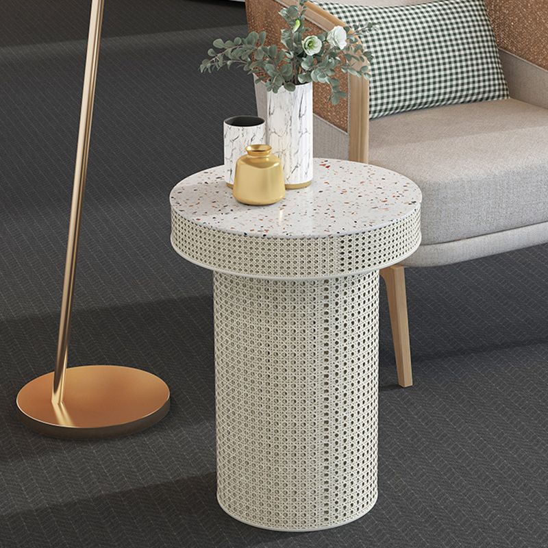 Contemporary Round Cocktail Table Single Slate Coffee Cocktail Table