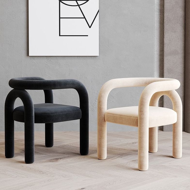 Matte Finish Open Dining Chair Designer Style Living Room Velvet Arm Chair