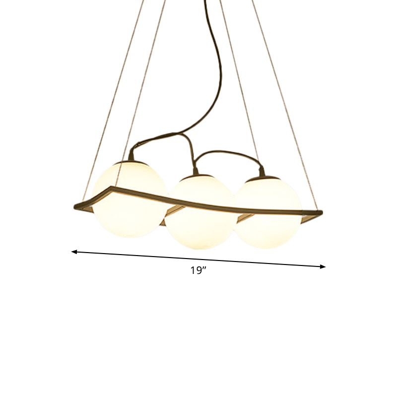 Globe Multi Light Pendant Modernist Frosted Glass 3/4 Lights Black Frame Ceiling Hang Fixture