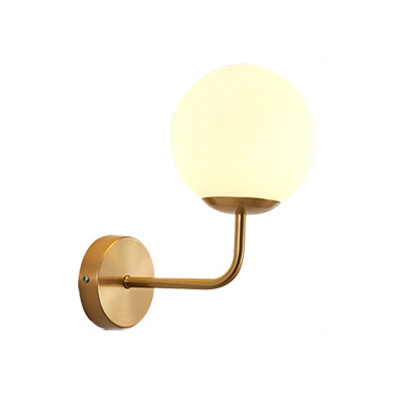 Gold Global Wall Light Fixture Simplicity 1-Light White Glass Sconce Lamp