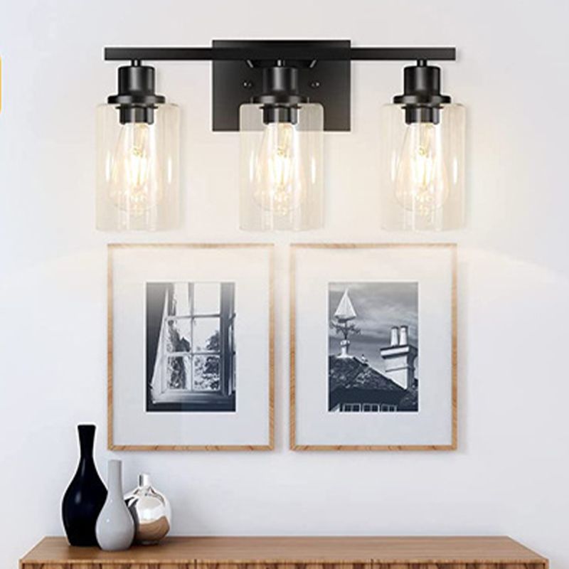 Gold / Black Bathroom Vanity Lighting 3 - Light Iron & Glass Bath Sconce