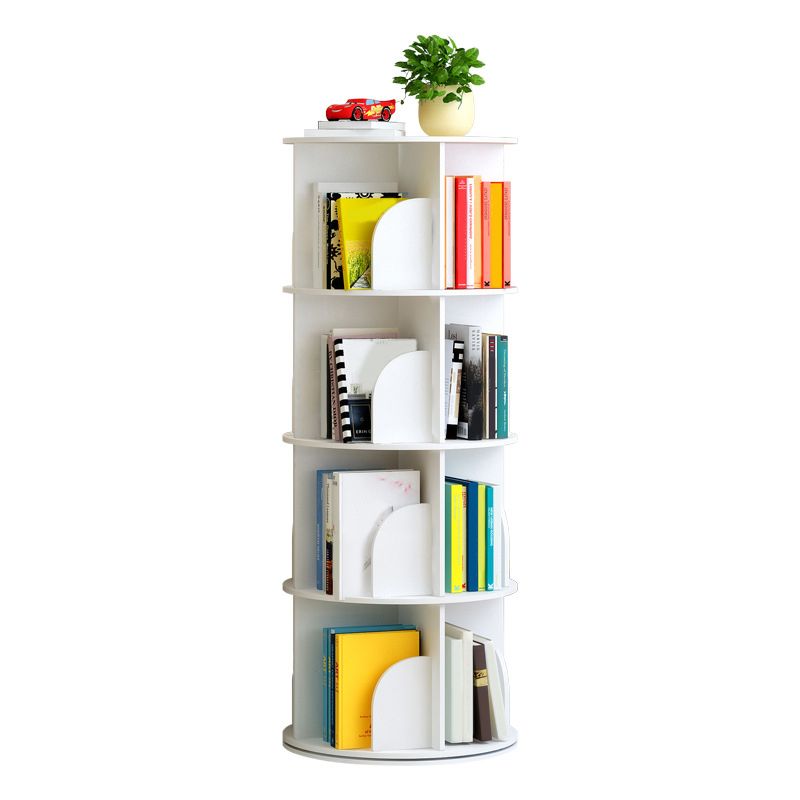 Modern Engineered Wood Bookcase, White, Geometric Bookshelf for Any Room
