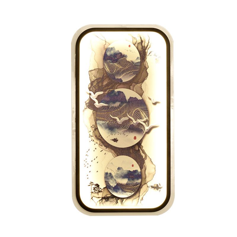 Résumé Peinture Mural Light Sconce Asian Fabric Restaurant LED Mur LEM Lampe en noir