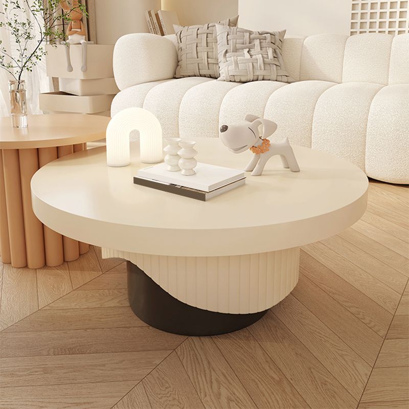 Contemporary Coffee Table Wooden Pedestal Round Coffee Cocktail Table