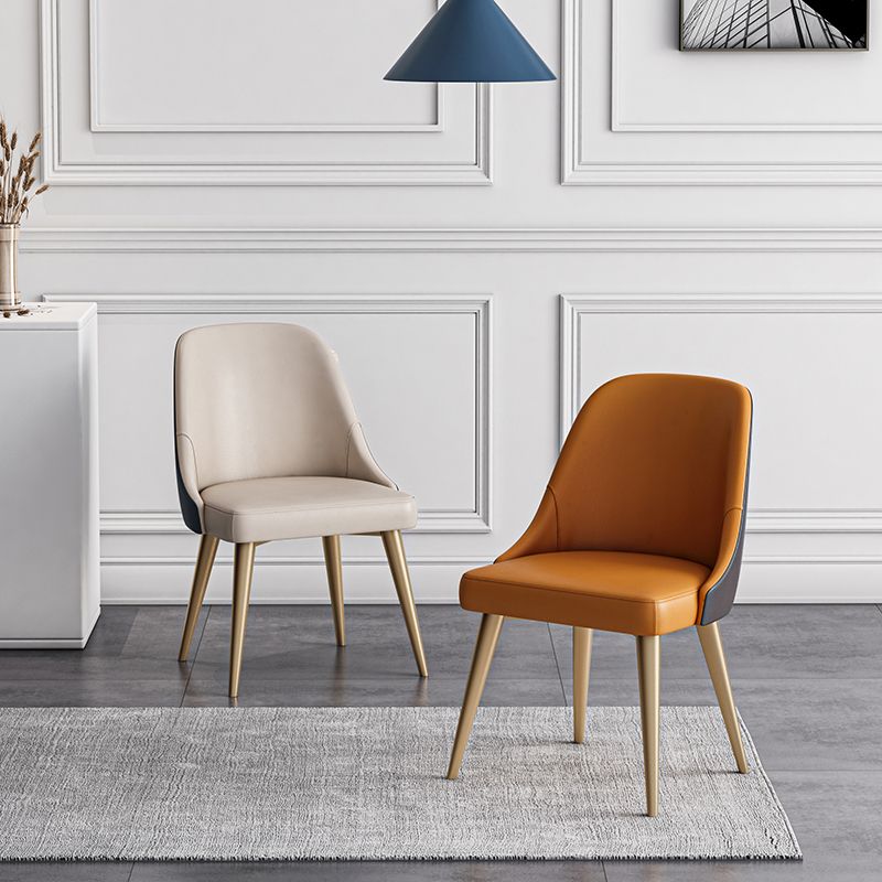 Chaises de salle à manger en Faux cuir de conception nordique, chaise de salle à manger sans bras à dossier solide