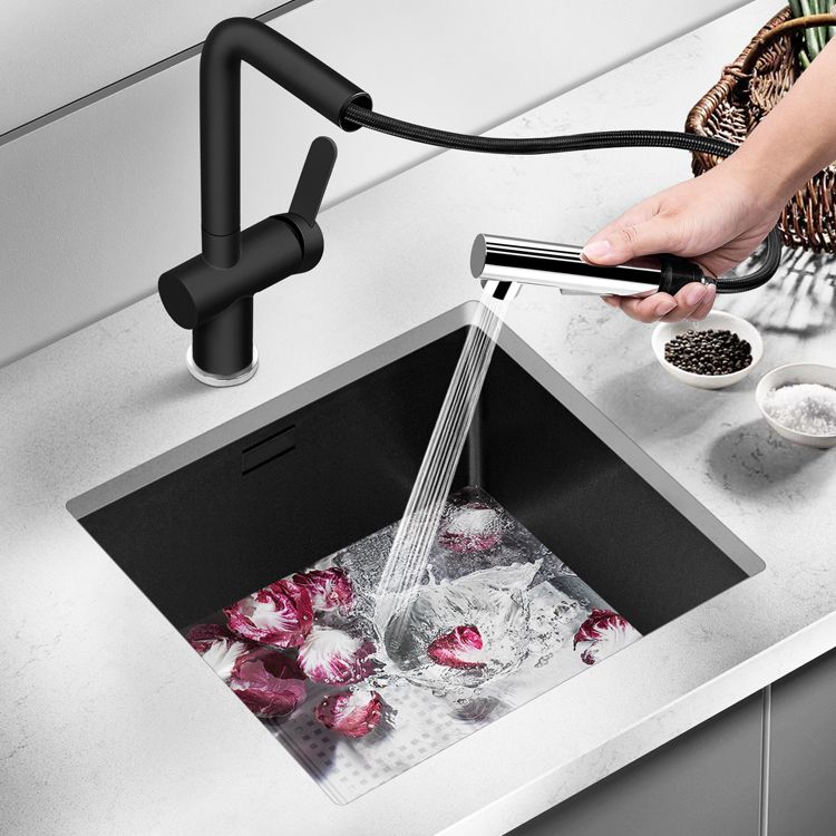 Contemporary Style Kitchen Sink Stainless Steel Overflow Hole Design Kitchen Sink