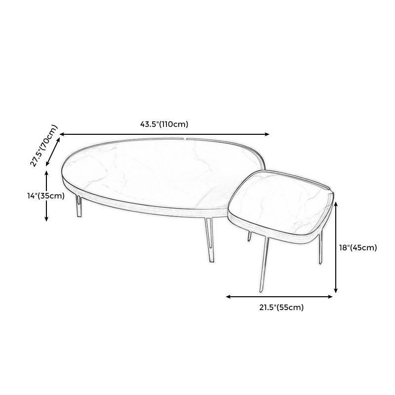 Modern Slate/metal Oval/square Coffee Table for Living Room Cocktail Table