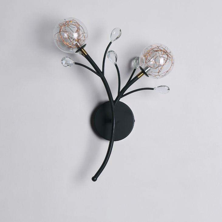 Apliques de pared de pared de doble flores de estilo creativo de metal 2 luces de metal 2 luces
