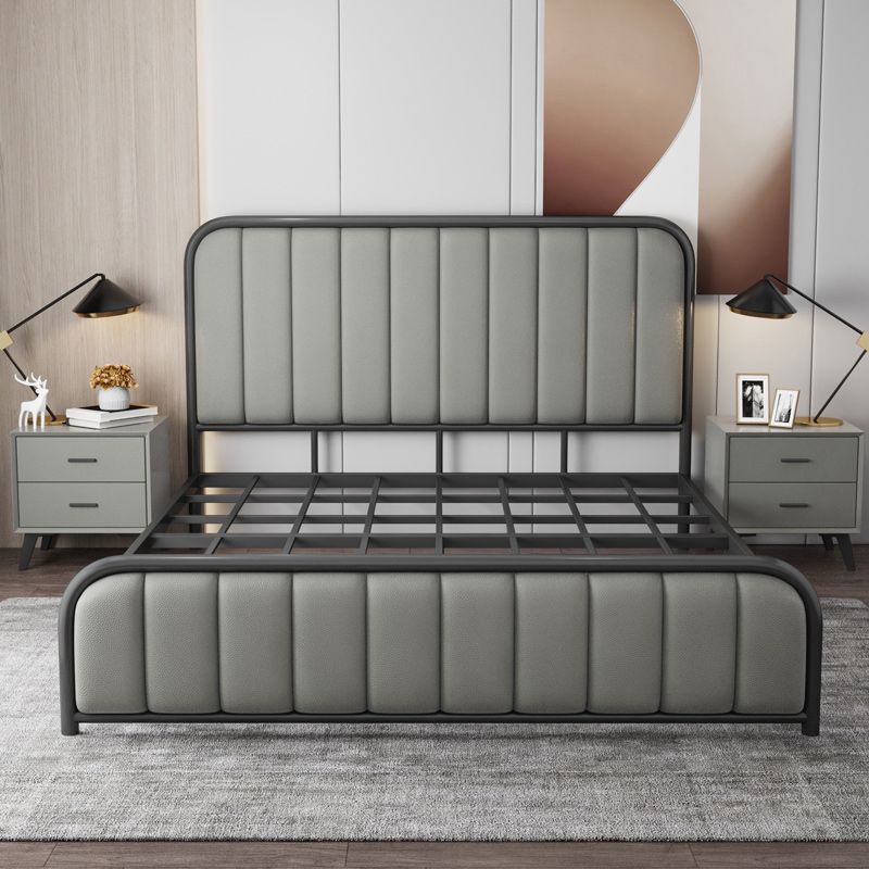 Glam Style Rectangular Headboard Standard Bed with Panel Headboard Bed
