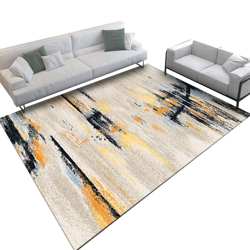 Gorgeous Modern Rug Orange Color Piece Rug Washable Rug for Living Room