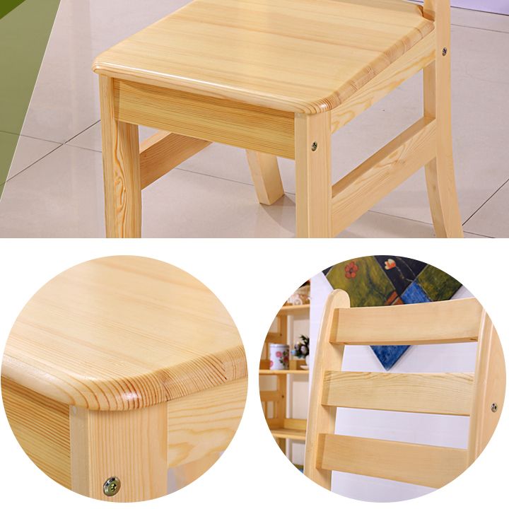 Modern Style Solid Wood Slate Dining Table Set Rectangular Formal Table with 4 Legs Base