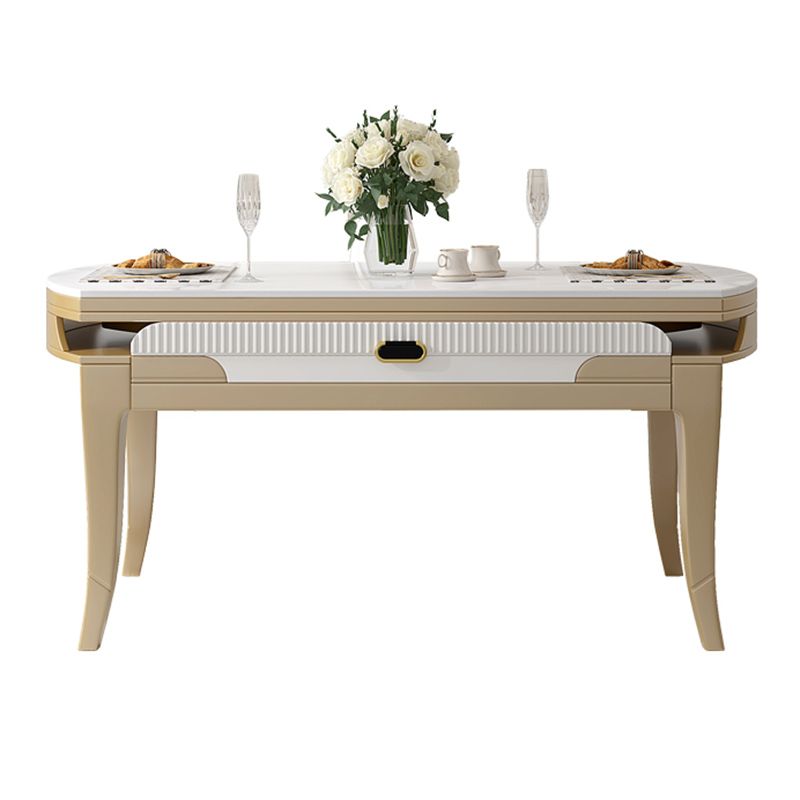 Modern White Stone Dining Table Set 1/2/5/7 Pcs Standard Height Formal Dining Room Set