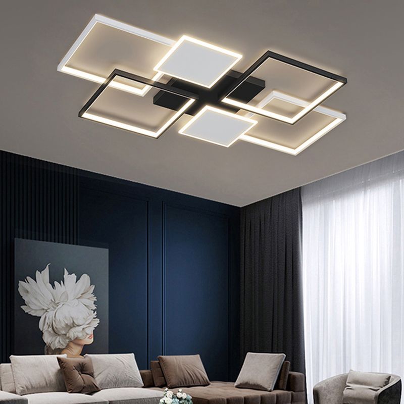Plafonnier LED en aluminium minimaliste, plafonnier noir pour salon