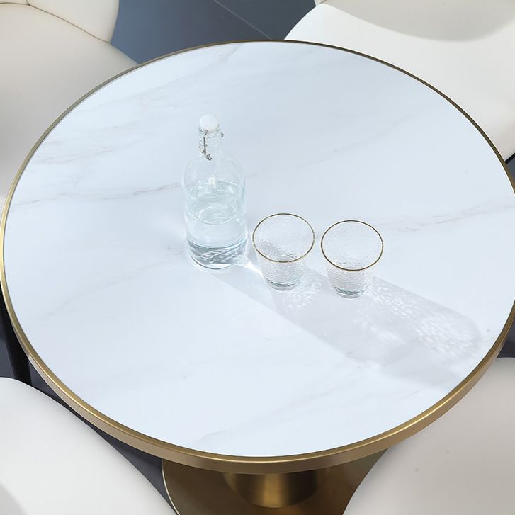 Faux Marble Glam Style Dining Set Round 1/5 Pieces Dining Set for Home Use