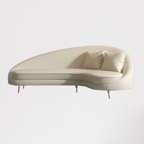 Faux Leather Curved Sofa Contemporary Sloped Arm Sofa for Living Room