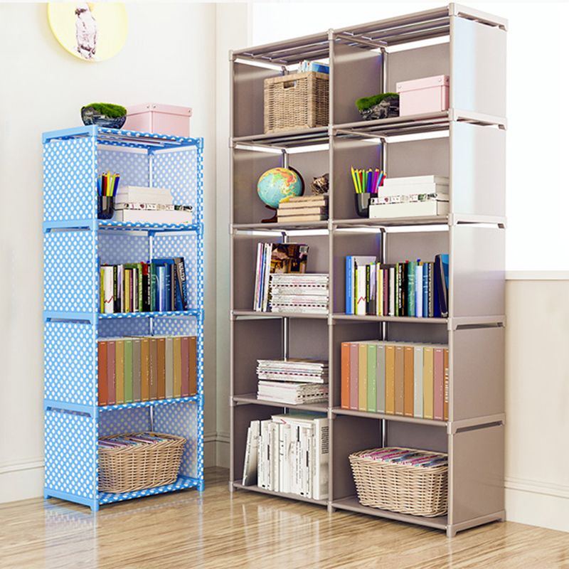 Contemporary Metal Shelf Bookcase Shelves Included Closed Back Bookcase