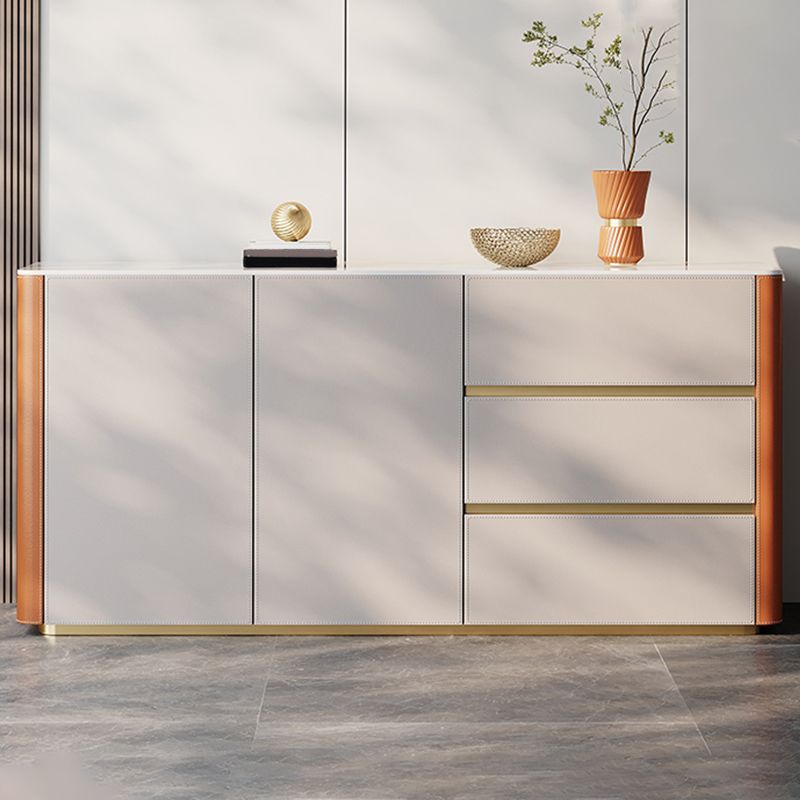 Glam Buffet Table Stone Buffet Sideboard with Cabinets and Drawers
