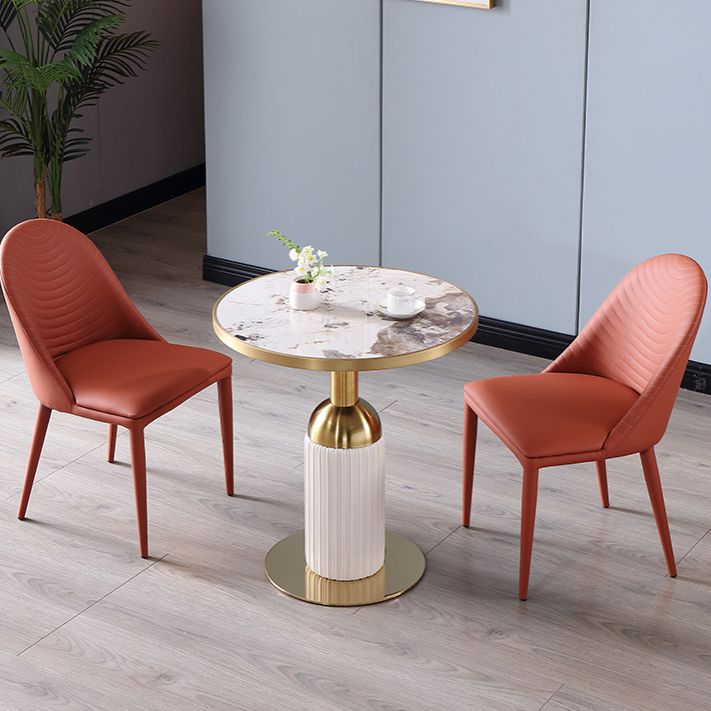 Metal Traditional Luxury Dining Table Sintered Stone Dining Table with Pedestal