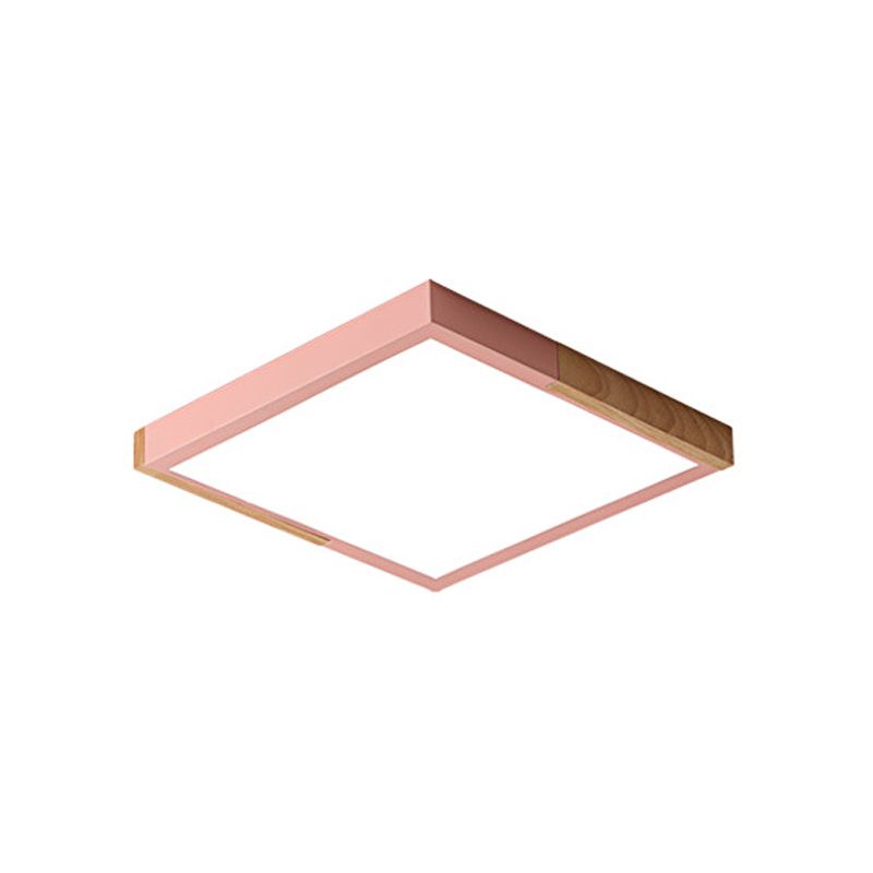 Luz de montaje empotrada cuadrada empalmada, iluminación de techo LED de metal nórdico verde/blanco/negro-madera en luz blanca/cálida/3 colores, 16"/19,5" de ancho