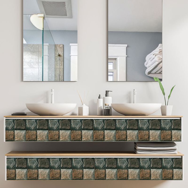 Self-Stick Rock Tile Wallpaper Panels Bohemian Removable Bathroom Wall Decor, 3.9-sq ft