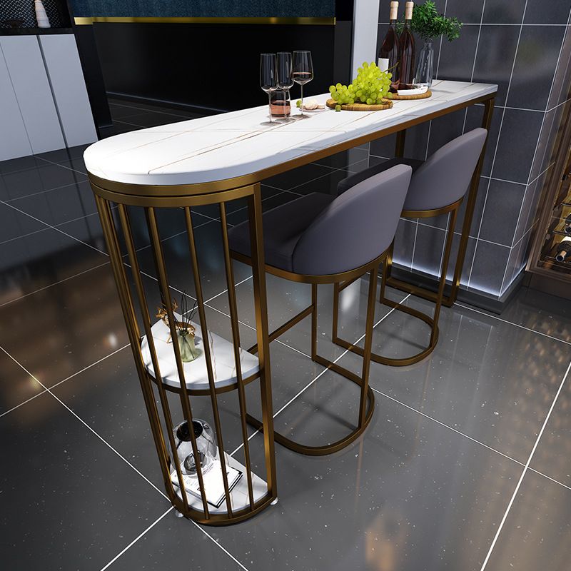 Glam Pub Table Specialty Double Pedestal Bar Table for Indoor