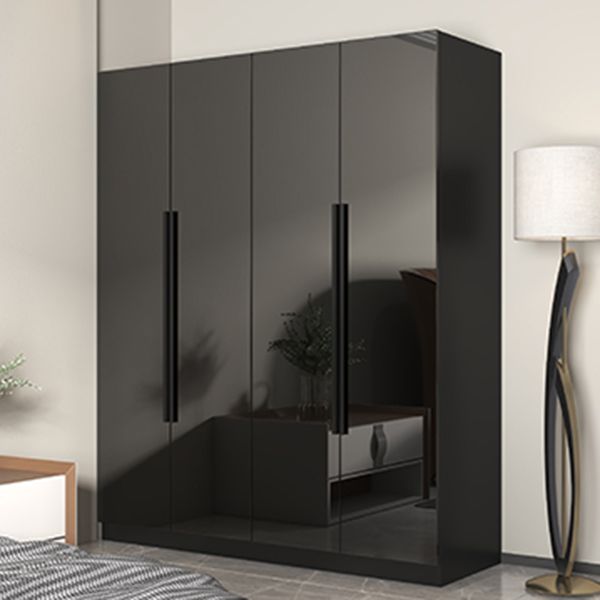 Black Glass Door Cabinet for Bedroom Contemporary Interior Storage Cabinet