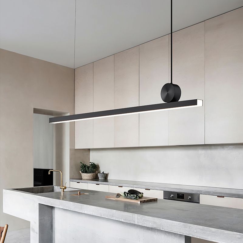 Zeitgenössischer Stil Linear Island Light Metal 1- Hellinsel Anhänger Licht