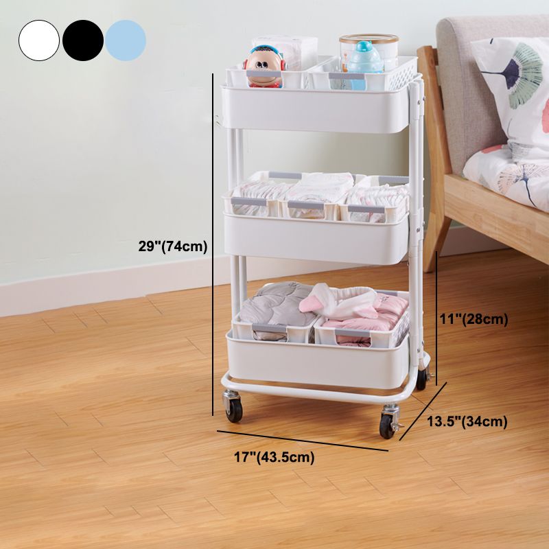 3-Shelf Plastic Geometric Bookcase Contemporary Book Shelf with Wheels