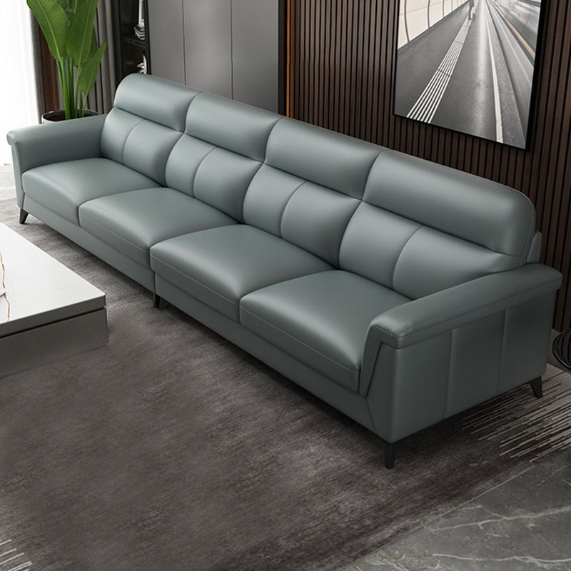Contemporary Green Stain-Resistant Genuine Leather for Living Room Sofa