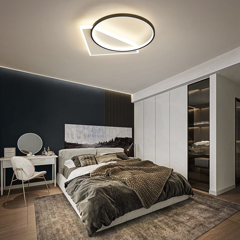 Metal Geometric Flush Mount Fixture Modern 2 Lights Flush Light Fixtures