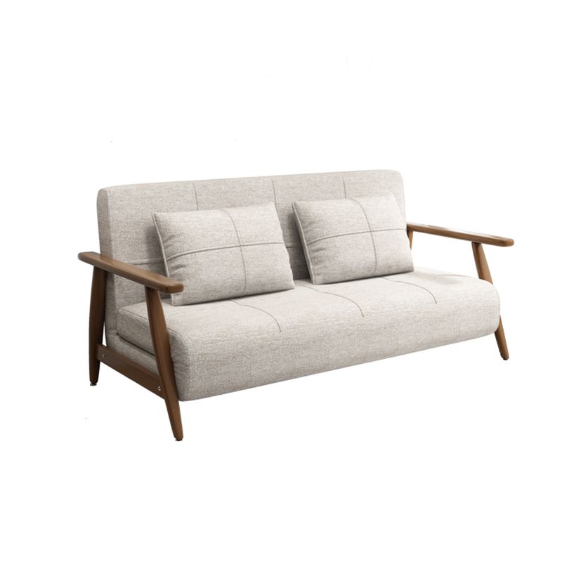 Convertible Cotton Blend and Faux Leather Modern Sofa Bed in Brown