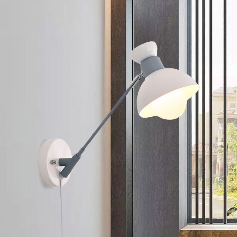 5.5"/6"/7" W Armed Wall Sconce Minimalism Metal 1 Head Wall Mounted Lighting in Grey for Living Room