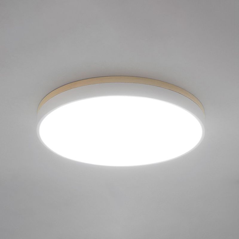 Geometry Shape LED Ceiling Lamp Modern Wood 1 Light Flush Mount for Balcony Aisle