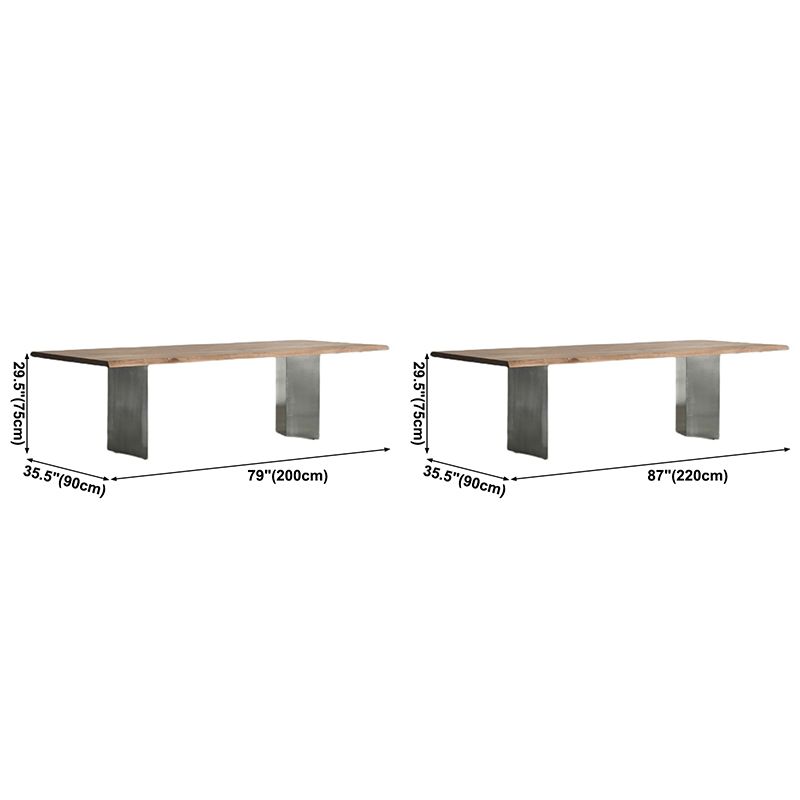 Solid Wood Brown Tone Dining Table Glam Style Double Pedestal Table for Dining Room
