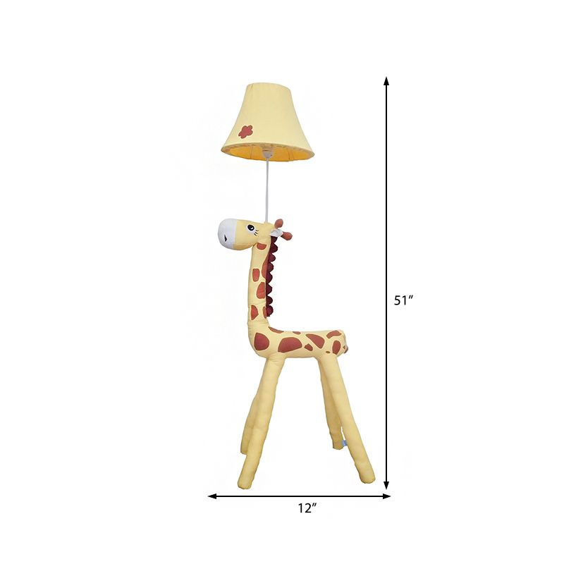 Rote/gelbe Glockenfarbton stehende Stehlampe Kinder 1 Kopfstoff Stofflampe mit Giraffe -Basis für Wohnzimmer