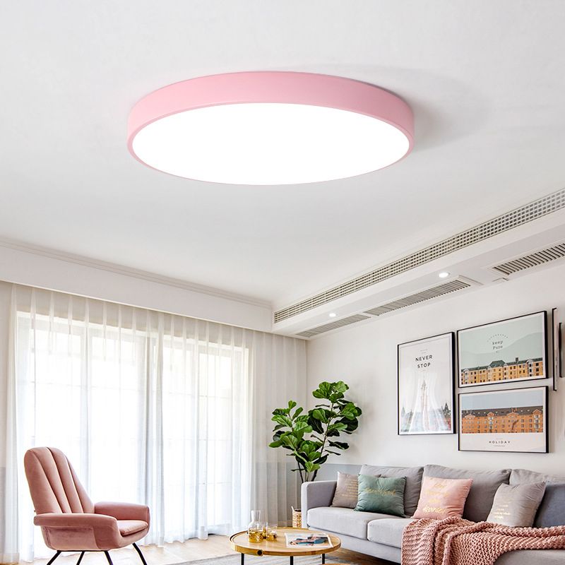 Lámparas de techo redondas de acrílico Macaron Simplicity para dormitorio
