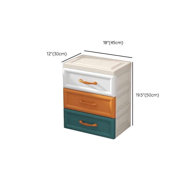 Ultra Modern Plastic Kids Nightstand with Drawers and Legs for Bedroom