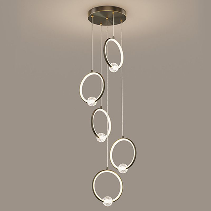 Modern Style Round Shade Hanging Light Crystal Light Pendant Lamp for Dining Room