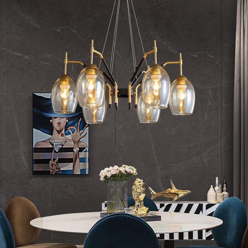Wineglass Chandelier Light Fixture Vintage Glass Pendant Lighting for Restaurant