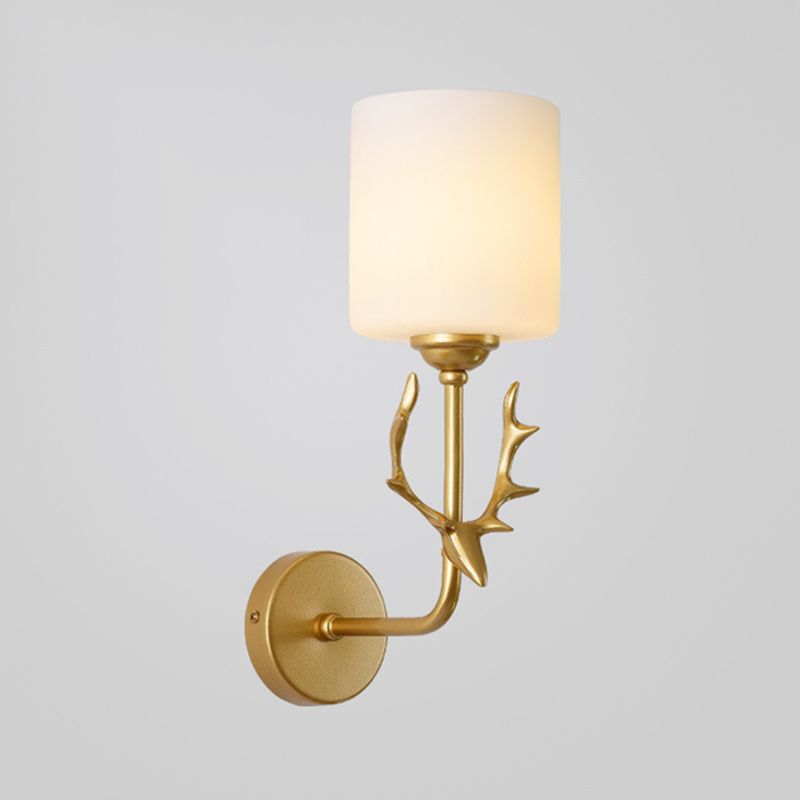 1-Light Cylinder Sconce Light Modern Glass Sconce Light Fixture