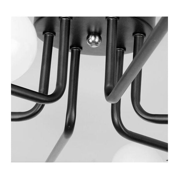 Éclair de plafond à bras minces noirs Éclairage de montage semi-lutin industriel de fer industriel pour le salon