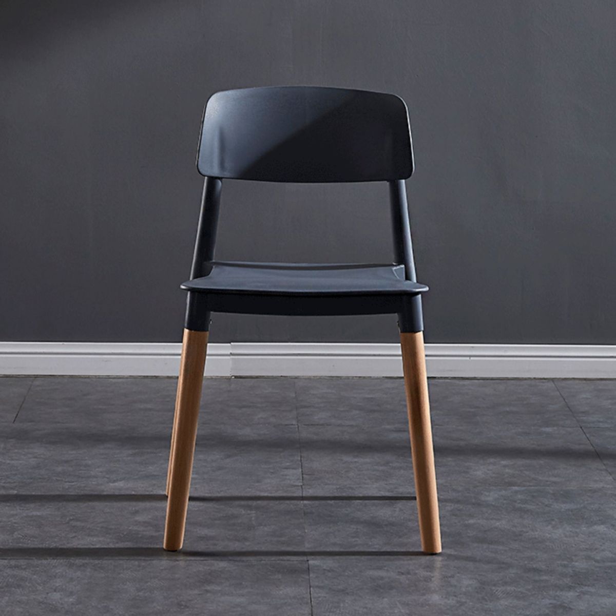 Modern Square Open Back Dining Chair Plastic Stackable Side Dining Chairs for Kitchen