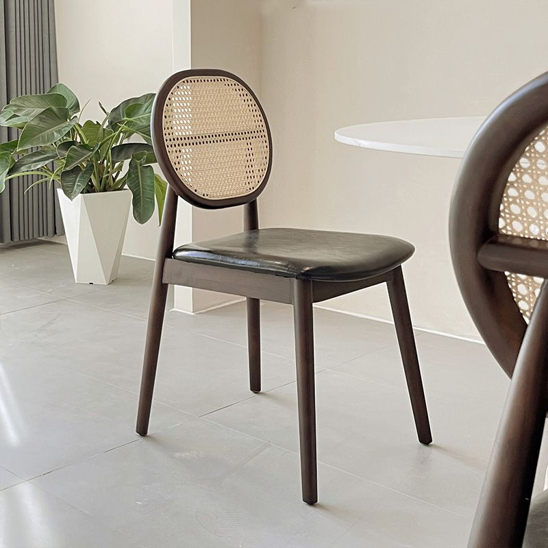 Tropical Dining Side Chair Rattan Outdoors Dining Chairs with Upholstered