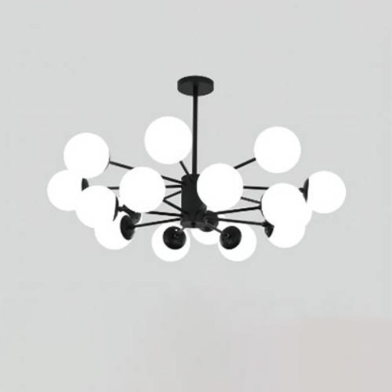 Multi Light Spherical Branch Hanging Lights Modern Style Glass Hanging Lighting in Black