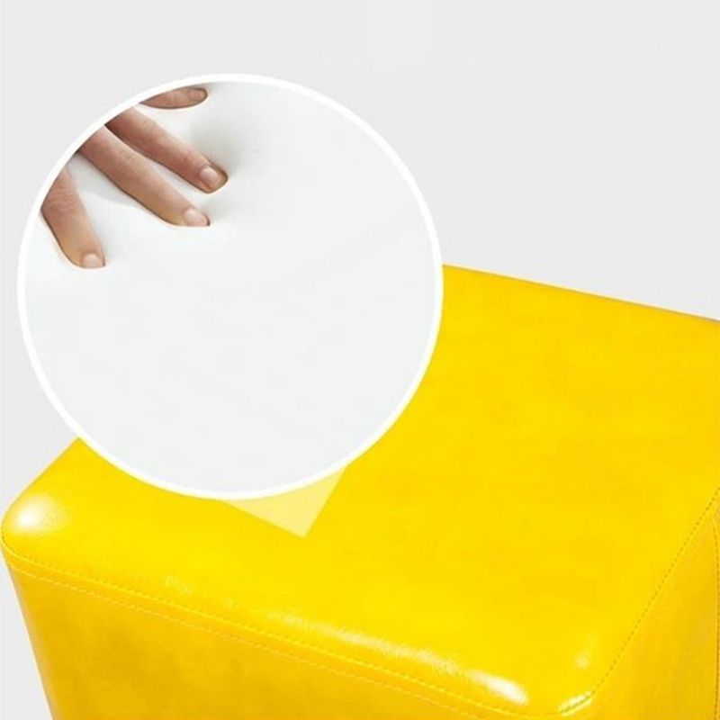 Contemporary Plain Pouf Ottoman Rectangle PU Leather Water Resistant Target Pouf