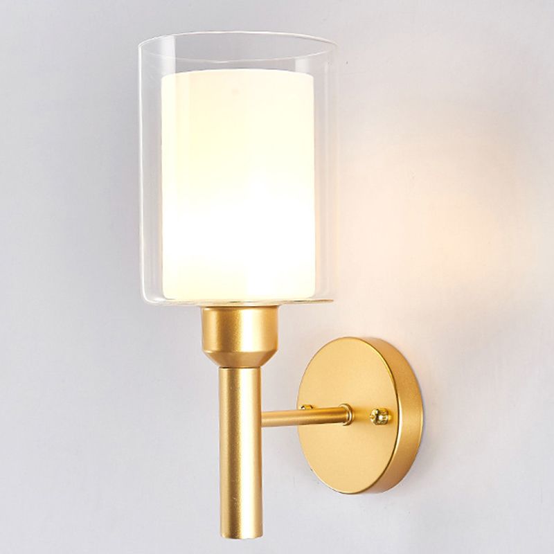 Glass Gold Wall Lamp in Modern Luxury Style Wrought Iron Wall Sconce for Bedroom