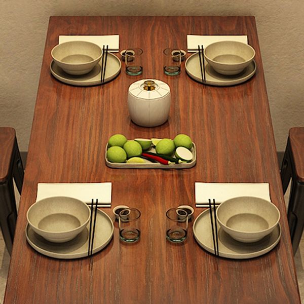 Table de la salle à manger du rectangle industriel Table en bois massif avec base de chevalets noirs