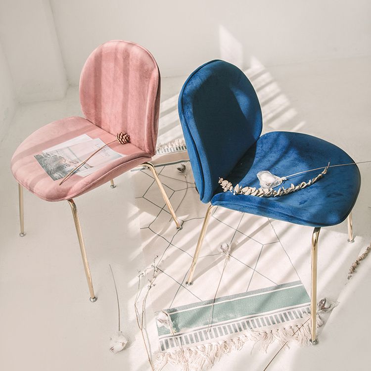 Chaise de salle à manger de Style Glam nordique, sans accoudoirs, avec pieds en métal