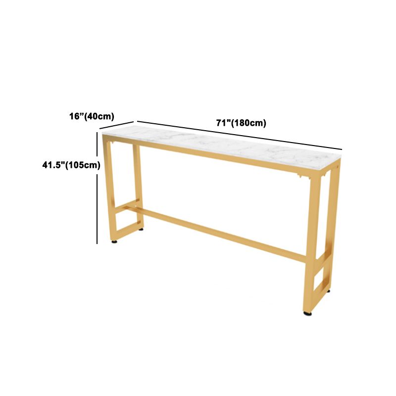 1/5/9 Pieces Glam Iron Bar Table Set Rectangle White Faux Marble Bistro Set with Footrest