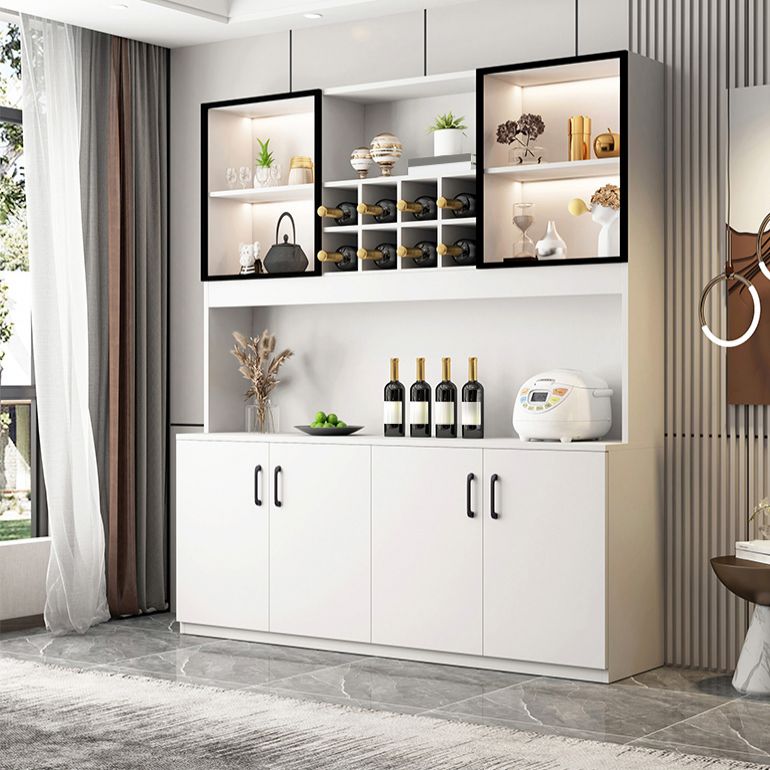 Manufactured Wood Modern Bottle Holder Floor Glass Door with Storage Shelves